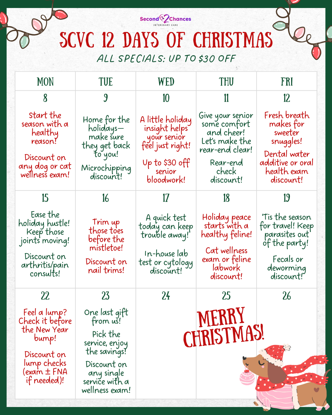December "12 Days of Christmas" Promos